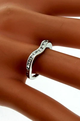 0.41ct Diamond & Platinum Eternity/Wedding Curved Band ( shape to fit) 4.46g