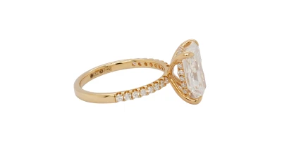 3.38ct Lab Grown Radiant Cut Diamond & 18ct Gold Solitaire Ring (Hidden Halo) 3.37g