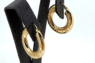 9ct Gold Greek Key Hoop Earrings 3.1g ( 27mm x 4.0mm)