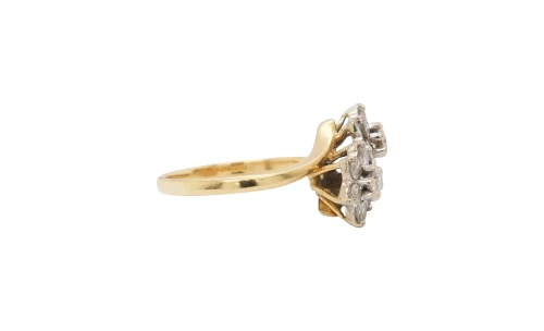 0.75ct Natural Diamond & 18ct Gold Double Daisy Ring 3.8g