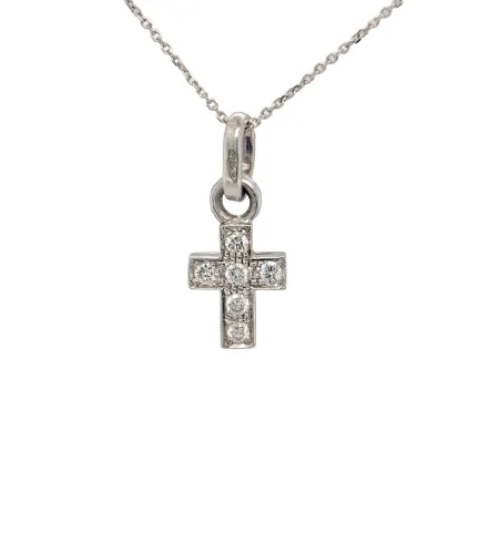0.20ct Natural Diamond & 18ct White Gold Cross Pendant (19.5 x 8.3mm) 1.3g