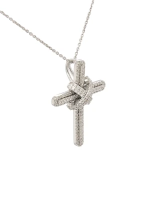 0.70ct Lab Grown Diamond & 9ct White Gold Fancy Cross Pendant (25.7 x 19.5mm) 2.28g