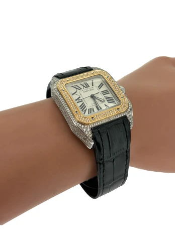 Cartier Santos 100 Midi 18ct Gold & Stainless Steel DIAMOND 2008 Box & Papers Model 2878