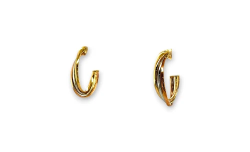 9ct Yellow/White/Rose Gold Russian Wedding Style (20 x 4mm) Stud Earrings 1.4g
