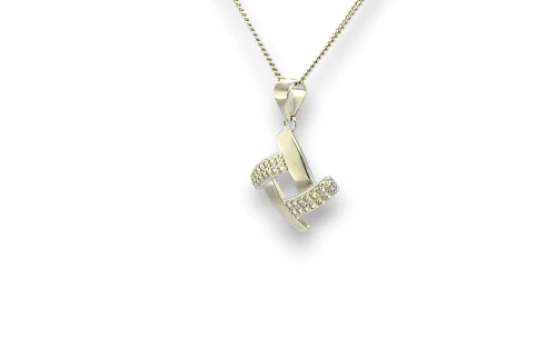 Solid Silver & Cubic Zirconia Fancy Pendant & Chain 18 Inch 2.64g