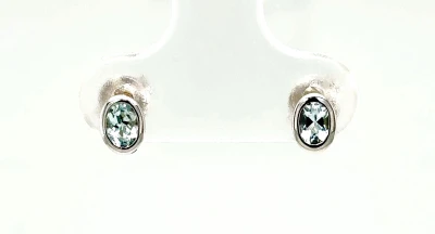 0.62ct Aquamarine & 9ct White Gold Stud Earrings 0.8g