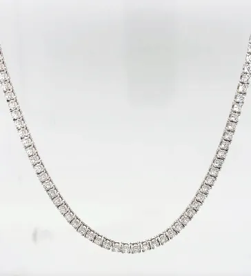 7.88ct Lab Grown Diamond & 9ct White Gold 2.5mm Tennis Necklace 17 Inch ( 12.7g)