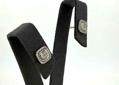 0.50ct Diamond & 9ct White Gold Halo Stud Earrings 3.0g ( 8.6mm x 8.6mm)