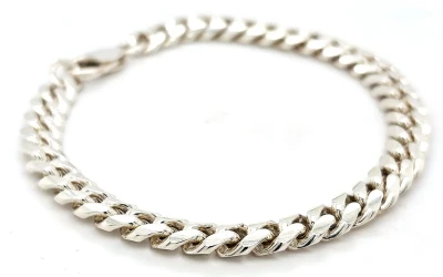 Solid Sterling Silver 8mm Curb Bracelet  32.7g (upto 9 inch)