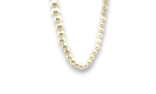 7-7.5mm Cultured Pearl & 9ct White Gold Necklace 18 Inch 30.4g