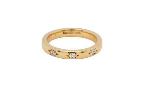 0.05ct Diamond & 18ct Gold 3mm Wedding Band 3.7g