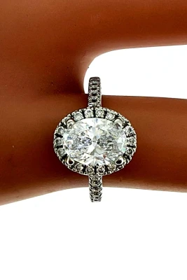 1.30ct Lab Grown Diamond & Platinum Halo Solitaire Ring 3.6g
