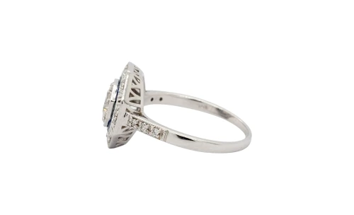 0.95ct Natural Sapphire & Diamond Halo Ring - 18ct White Gold 3.6g