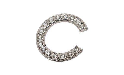 0.56ct Natural Diamond & 18ct White Gold -Initial C Pendant ( 20.0 x 20.0mm) 2.23g