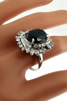 3.00ct Sapphire & 1.25ct Diamond Large Dress Ring-18ct White Gold 8.2g