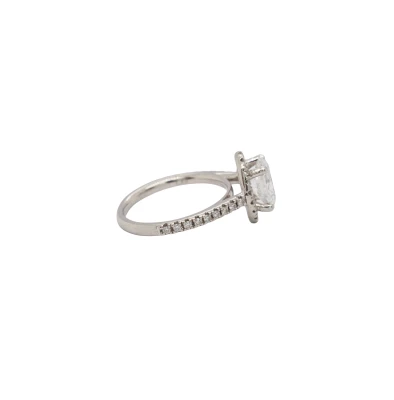 1.30ct Lab Grown Diamond & Platinum Halo Solitaire Ring 3.6g