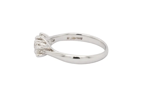 0.50ct Natural Diamond & 18ct White Gold Trilogy Ring 2.6g