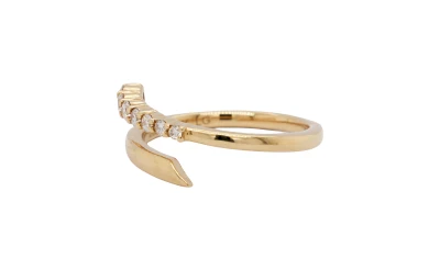 0.22ct Lab Grown Diamond & 9ct Gold Cross Over Ring 2.2g