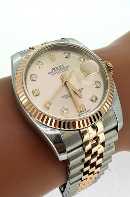 Rolex 36mm DateJust 18ct Rose Gold & Stainless Steel 2013 Box & Papers Model: 116231