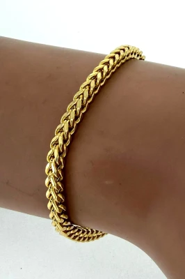 9ct Gold 3.5mm Fancy Spiga Bracelet 7.0Inch