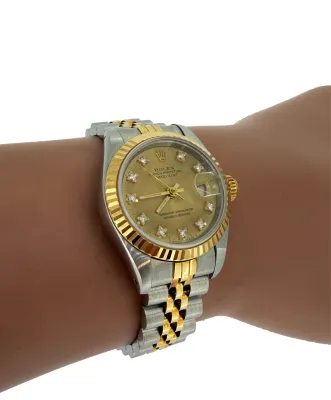 Rolex 26mm Datejust 18ct Gold/Stainless Steel Diamond 1987 Box & Papers