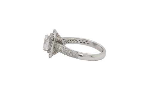 2.00ct Lab Grown Diamond & 14ct White Gold Halo Solitaire Ring 4.2g