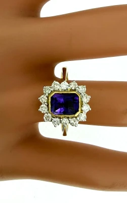 1.50ct Amethyst & 0.60ct Diamond - 18ct Yellow Gold, 6.3g