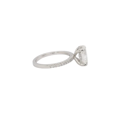 2.40ct Lab Grown Diamond & Platinum Solitaire (Hidden Halo) 5.2g Size M