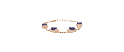 1.40ct Natural Diamond & Lapis EYE Bracelet- 18ct Rose Gold7.5 Inch- 10.07g
