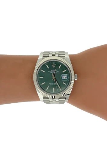 Rolex 41mm Datejust -Green Dial 18ct White Gold & Stainless Steel 2023 Box & Papers Model: 126334