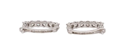 1.29ct Natural Diamond & 18ct White Gold Oval Hoop Earrings 3.35g