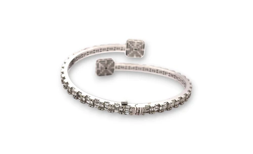 9.22ct Natural Diamond & 9ct White Gold Cross Over Bangle 8 inch 28.24g