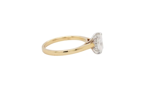 1.13ct Lab Grown Diamond & 18ct Gold Solitaire Ring ( Hidden Halo) 3.5g Size: M