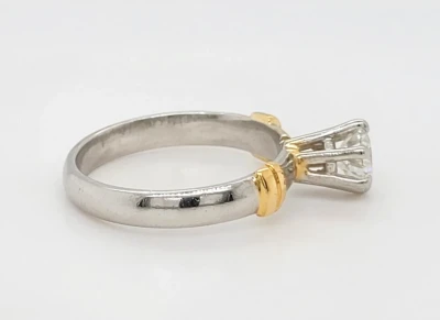 0.50ct Diamond & Platinum/18ct Gold Solitaire Ring 4.4g Size J1/2