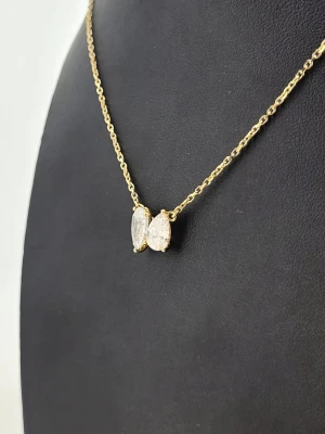 2.59ct Lab Grown Diamond & 18ct Gold "Toi et Moi" Necklace by Brown & Newirth