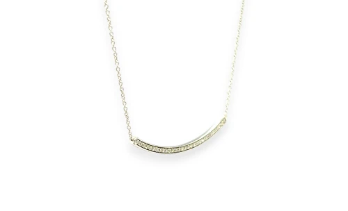 0.24ct Natural Diamond & 9ct White Gold Smile Necklace 16/18Inch 2.20g