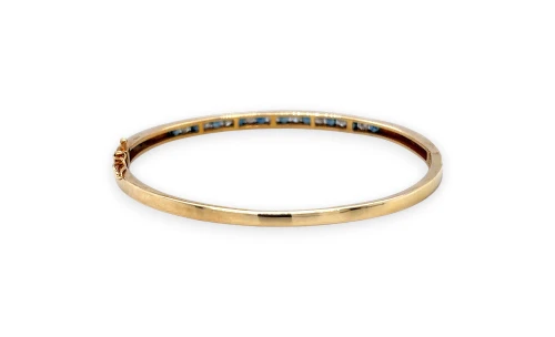 1.00ct Natural Sapphire & Diamond Bangle 9ct Gold 9.29g