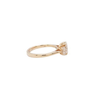 1.71ct Lab Grown Diamond & 9ct Gold Trilogy Ring (Ovals) 3.7g size M