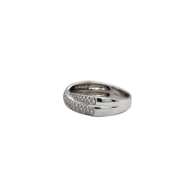 1.00ct Diamond & 18ct White Gold Cross Over Band/Dress Ring 5.5g