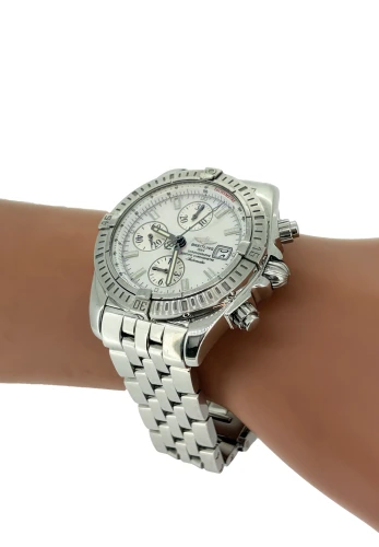 Breitling 44mm Evolution Chronograph - Stainless Steel & Mother of Pearl Dial-2010 Box & Papers Model: A11356