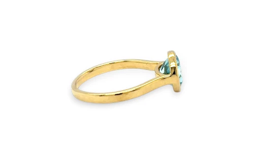 1.50ct Natural Topaz & 9ct Gold Rub Over Solitaire Ring 2.5g