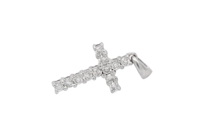 0.15ct Natural Diamond & 18ct White Gold Cross Pendant ( 20. x 9.6 x 2.5mm) 1.0g