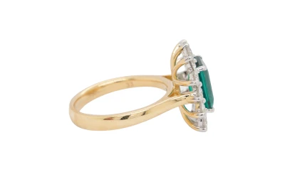 3.78ct Lab Grown Emerald/Diamond Dress Ring -9ct Gold 5.19g