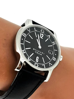 Bvlgari 35.5mm Team ( Year 2018) Stainless Steel & Leather Model: ST355 Watch