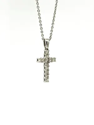 0.15ct Diamond & 18ct White Gold Cross Pendant ( 20. x 9.6 x 2.5mm) 1.0g