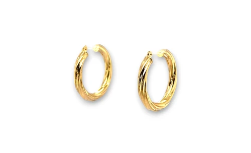 9ct Gold 27mm Twisted Hoop Earrings 2.1g