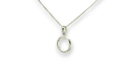 Fancy Silver & Cubic Zirconia Pendant & Chain - 18Inch 2.2g