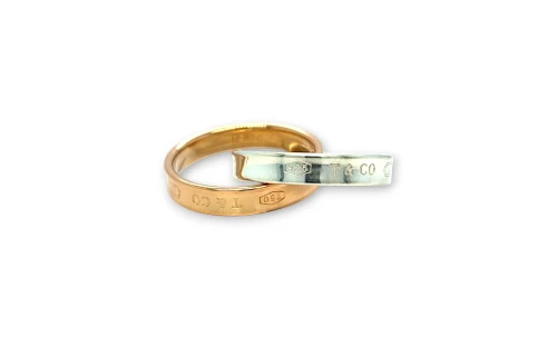 18ct Rose Gold & Silver Russian Wedding Band ( 2 x 3.5mm) By TIFFANY & CO  5.89g