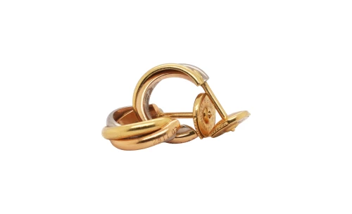 18ct Yellow/Rose & White Gold Hoop Earrings by CARTIER 5.07g