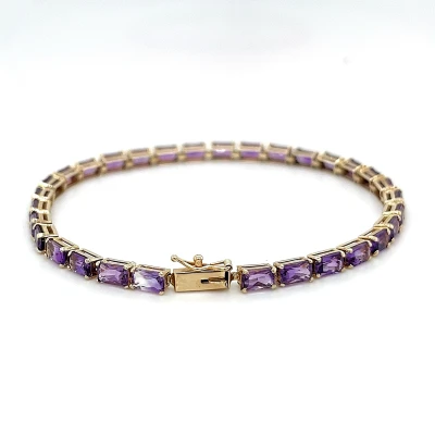 6.00ct Amethyst & 9ct Gold Tennis Bracelet 5.6g 7.5inch